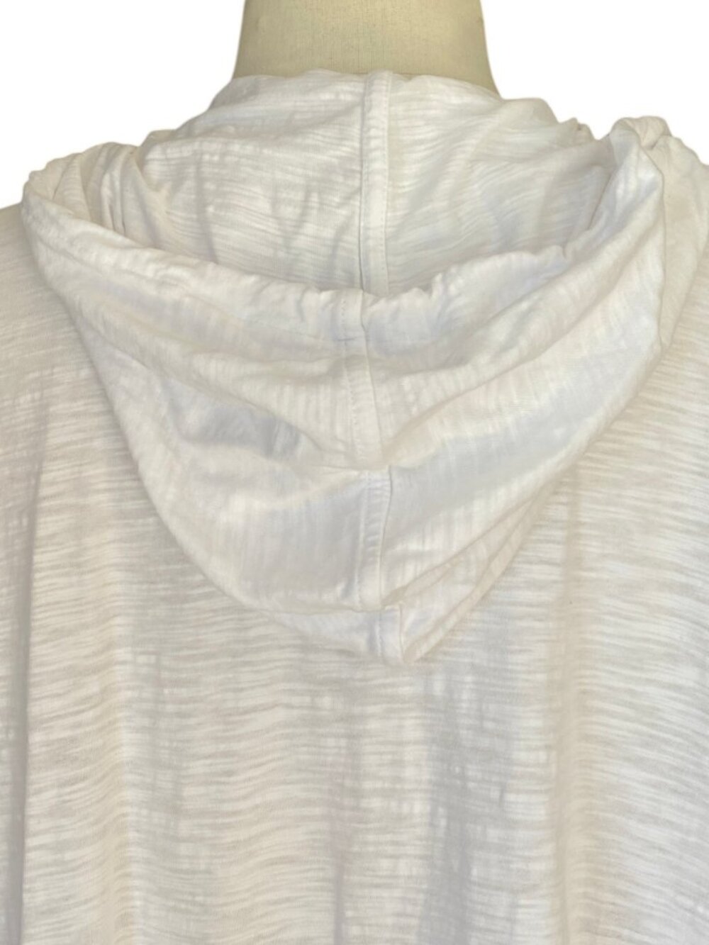 J. Jill Tab Sleeve Knit Hoodie 100% Cotton White Lightweight Pullover Beach-XL - Picture 6 of 10